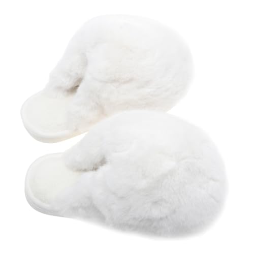 AKOOSY Damen Hausschuhe Fluffy Warm Rutschfest Atmungsaktiv Kuschelig Für Zuhause Innenbereich Weiß Herbst Winter Pantoffeln von AKOOSY