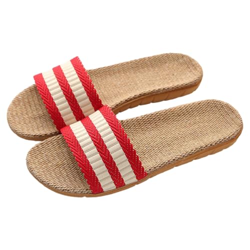 AKOOSY Damen Hausschuhe Open toe Slipper Sommer Innen EVA Leicht Atmungsaktiv Rutschfest Komfortabel Für Zuhause Freizeit Rot von AKOOSY