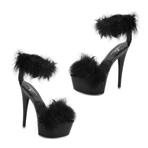 AKOOSY Damen High Heels Sandalen mit Absatz Rutschfest und Verschleißfest Modisch und Klassisches Design für Arbeit und Freizeit Vielseitig Kombinierbar Schwarzes Modell von AKOOSY