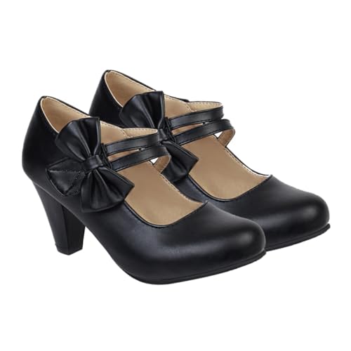 AKOOSY Damen High Heels mit Breitem Absatz Kreativer Schleifenverzierung Rutschfester Sohle Modisch und Angenehm für Party Alltag und Festliche Anlässe Schwarz AKOOSY Damen High Heels mit Breitem Absatz Kreativer Schleifenverzierung Rutschfester Sohle Modisch und Angenehm für Party Alltag und Festliche Anlässe Schwarz von AKOOSY