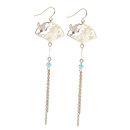 AKOOSY Damen Ohrhänger Chinesischer Fächerform Quastenohrringe Elegant Hängend Schmuck Accessoire Komfortabel Hautfreundlich Geschenkidee Alltag Business Shopping von AKOOSY
