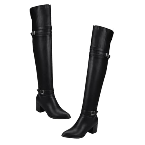 AKOOSY Damen Overknee Stiefel Herbst Winter Warm Gefüttert Langschaftstiefel mit Dickem Absatz Komfortable Atmungsaktive Innensohle Stilvolle Modische Damenschuhe von AKOOSY