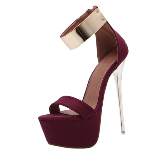 AKOOSY Damen Sandalen mit Hohem Dünnem Absatz Wasserdichtes Plateau Rutschfeste Sohle Modisch und Atmungsaktiv für Sommer Strand und Alltag von AKOOSY