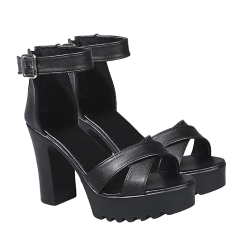 AKOOSY Damen Sandaletten Blockabsatz Open toe Peep toe Sommer Schuhe Rutschfeste Sohle Atmungsaktiv Komfortabel Modisch Für Arbeit Shopping von AKOOSY