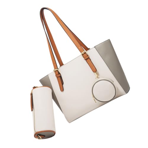 AKOOSY Damen Schultertasche Weiß Große Kapazität Alltagstasche Elegant Vielseitig Tragbar Für Freizeit Arbeit Reise von AKOOSY