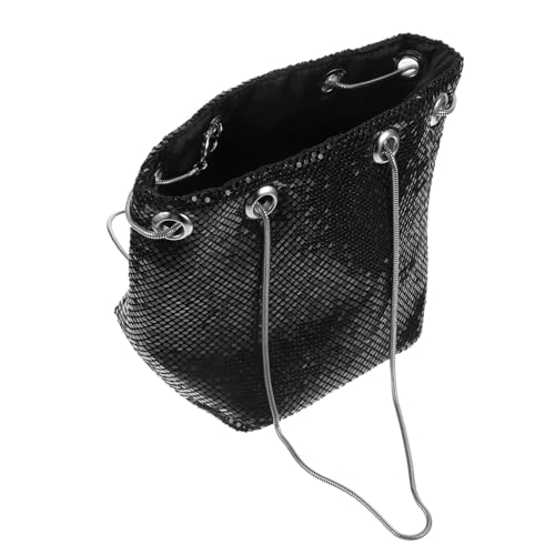 AKOOSY Damen Sequin Bucket Bag Mini Umhängetasche Schwarz Modisch Vielseitig für Alltag Büro Schule Reise Geeignet von AKOOSY
