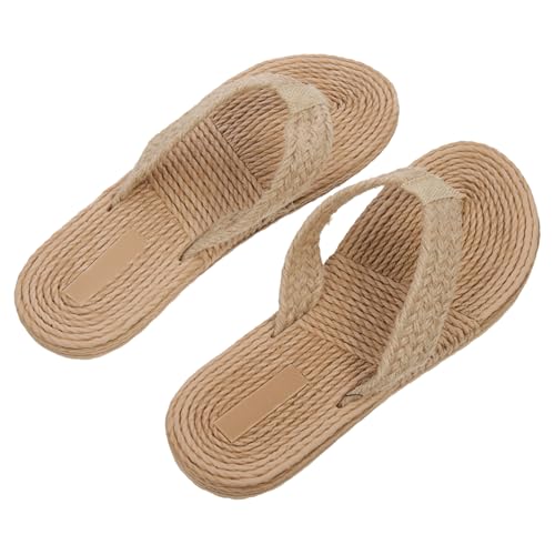 AKOOSY Damen Strand sandalen Imitat stroh Slippers mit Flacher Sohle und Gepolstertem Fußbett Rutschfest und Atmungsaktiv für Sommer und Strandspaziergänge von AKOOSY