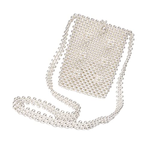 AKOOSY Damen Umhängetasche Geflochtene Schultertasche mit Perlenoptik Mittelgroß Langlebig und Modisch Casual Crossbody Bag für Arbeit und Alltag von AKOOSY