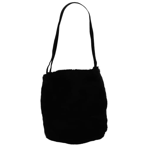 AKOOSY Damen Umhängetasche Schwarz Plüsch Schultertasche Handytasche Mittelgroß Modisch Alltag Shopping von AKOOSY