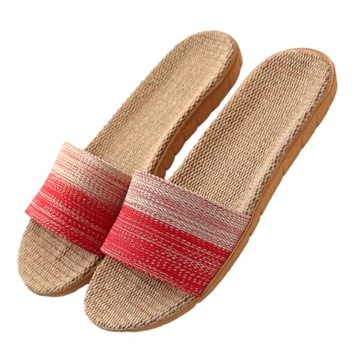 AKOOSY Damenslipper Hauspantoffeln Atmungsaktiv Leicht Rutschfest Angenehm Sommer Frühling für Innen und Reise Geeignet Rot von AKOOSY