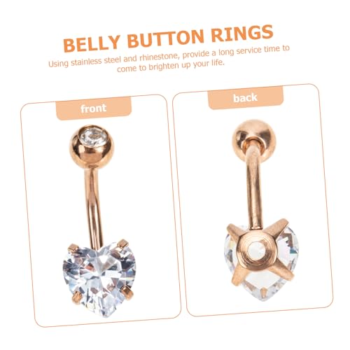 AKOOSY Doppel Zirkonia Herz Nabelring Bauchnabelpiercing Medizinischem Roségoldfarben Glitzernder Bauchnabelschmuck für Frauen und Jugendliche Hautfreundlich und Angenehm von AKOOSY