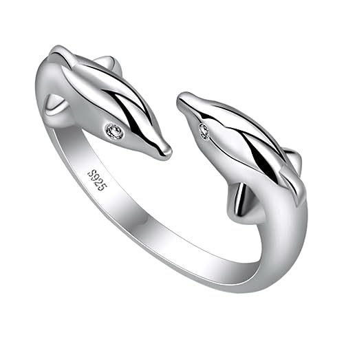 AKOOSY Delfin Ring Damen Silber Öffnungsring Fingerring Modering Fingerschmuck Fingerdekoration Fingerdekoration Stilvoll Festlich von AKOOSY