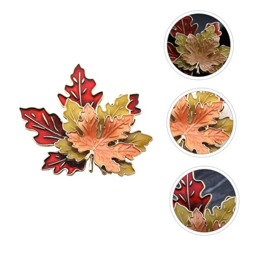 AKOOSY Dreischichtige Ahornblatt Brosche Herbstbrosche Eleganter Anstecker für Kleidung Schal Tasche Vielseitiger Schmuck für Frauen und Mädchen Perfektes zu Weihnachten von AKOOSY