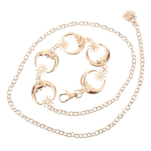 AKOOSY Einstellbarer Metall Taillengürtel mit Mond Stern Damen Hüftkette Verstellbare Glänzendes Accessoire für Alltag Party Hochzeit Modischer Taillenschmuck von AKOOSY