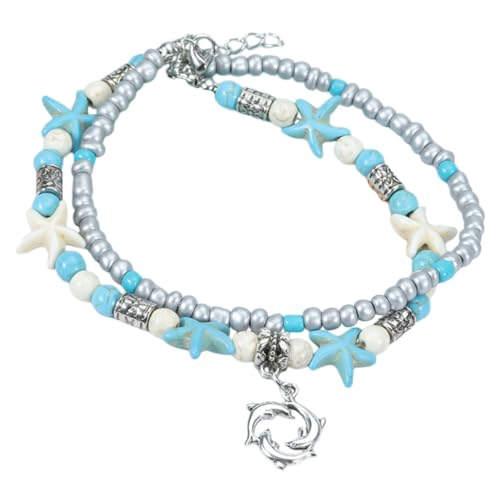 AKOOSY Einstellbares Damen Fußkettchen Meeresmotiv Muschel und Anhänger Verstellbares Strand Fußkettchen Schmuck für Sommer Strand und Alltag Perfektes von AKOOSY