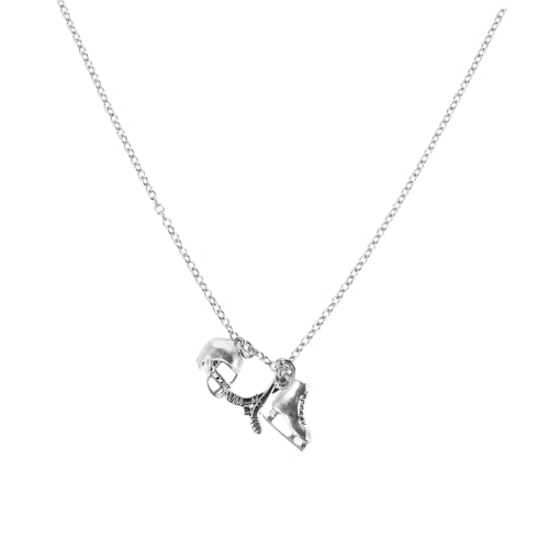 AKOOSY Eisstockschläger Halskette Sportliches Design Hockey Skate Schmuck für Frauen Mädchen Kreativer Eislauf Anhänger Legierung Robust und Modisch für Eislauf Fans von AKOOSY