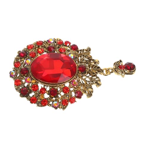AKOOSY Elegante Rote Teardrop Brosche aus Modischem Langlebigem Legierungsmetall Strahlender Lapel Pin mit Blumenmotiv Leichter Damen Anstecker für Mantel Anzug Schal und Festliche von AKOOSY