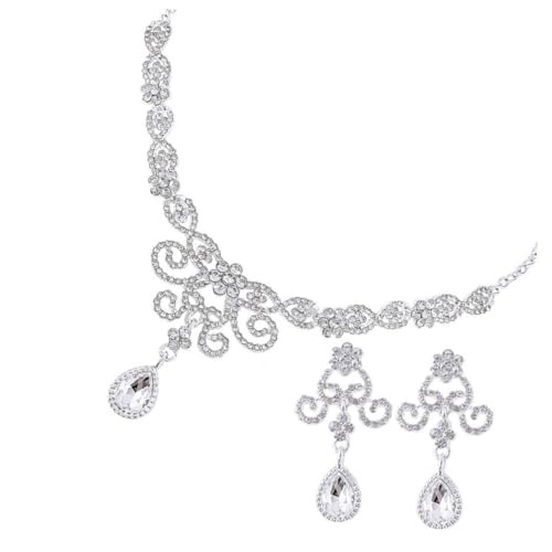 AKOOSY Elegantes Brautschmuck Set Teilig mit Schimmernder Halskette und Funkelnden Ohrsteckern Modisch für Damen Hochzeit Geburtstag Party Stilvolles Schmuckset für Besondere Anlässe von AKOOSY