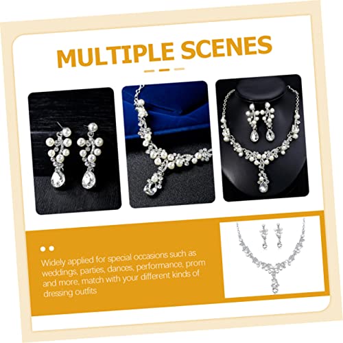 AKOOSY Elegantes Schmuckset Damen Brautschmuck mit Strass Halskette und Dangle Ohrringen Teiliges für Hochzeit Party Abendveranstaltung Langlebiges Legierungsmaterial für Frauen von AKOOSY