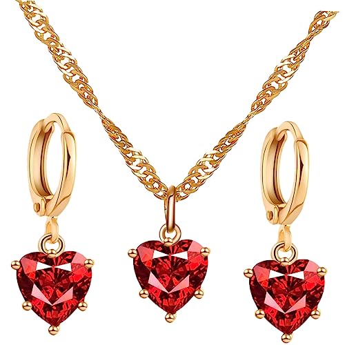 AKOOSY Elegantes Schmuckset Damen Herz Anhänger Halskette und Ohrringe aus Kristall Zirkonia Langlebig Glänzend für Hochzeit Party Valentinstag Modische Halskette Ohrringe Set AKOOSY Elegantes Schmuckset Damen Herz Anhänger Halskette und Ohrringe aus Kristall Zirkonia Langlebig Glänzend für Hochzeit Party Valentinstag Modische Halskette Ohrringe Set von AKOOSY
