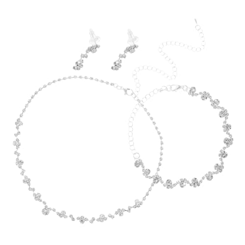 AKOOSY Elegantes Schmuckset Damen Teiliges Strass Halskette Ohrringe Armband Funkelndes Schmuckset für Abendkleider Gala und Formelle Anlässe Leicht und Vielseitig von AKOOSY