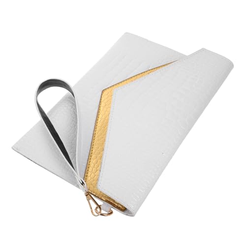 AKOOSY Envelope Clutch Handtasche Damen PU Kunstleder Vintage Krokodilprägung Weiß Wristlet Abendtasche für Party und Alltag von AKOOSY