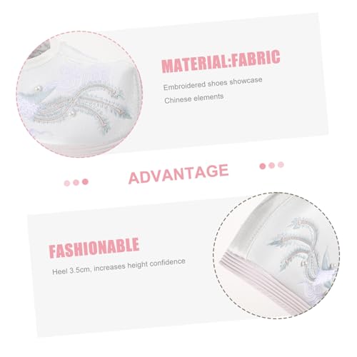 AKOOSY Ethnische Brautschuhe Damen Hochhackige Bestickte Hochzeitsschuhe Chinesischer Vintage Stil Festliche Tanzschuhe Weiß Absatz von AKOOSY