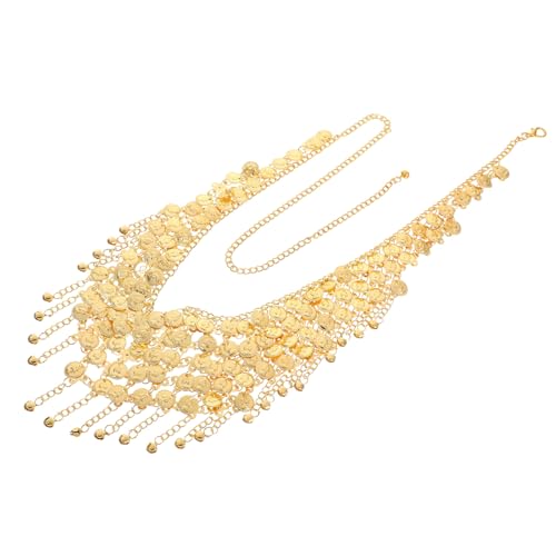 AKOOSY Ethnische Taillenkette Damen Metallgürtel mit Verstellbaren Quasten und Münzanhängern Mehrlagige Bauchkette für Party Festival Alltag Leichter Körperschmuck von AKOOSY