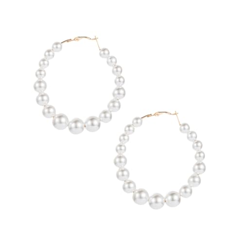 AKOOSY Exklusive Perlenohrringe Damen Ohrstecker Weiß Geometrisch Kreativ Leicht Tragbar Einfaches Design Elegant für Mädchen von AKOOSY