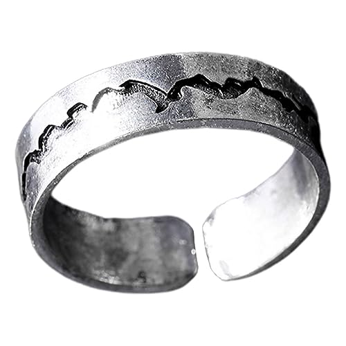 AKOOSY Nachtleuchtender Verstellbarer Fingerring Aus Antikem Silber Stilvoller Kreativer Ring Mit Öffnung Modischer Fingerschmuck Blau von AKOOSY
