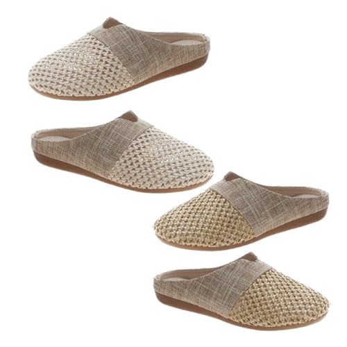AKOOSY Flat Backless Damen Pantoletten mit Flachem Boden Leichte Strohsandalen Atmungsaktiv rutschfest Modisch für Freizeit Arbeit Urlaub und Party Bequeme Sommerschuhe von AKOOSY