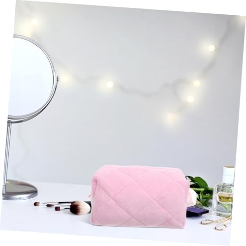 AKOOSY Flauschige Kosmetiktasche mit Großer Kapazität Weiche Schminktasche in Trendigem Karomuster Reisetauglicher Kulturbeutel aus Sanftem Plüsch Gepolsterter Make up Organizer für von AKOOSY