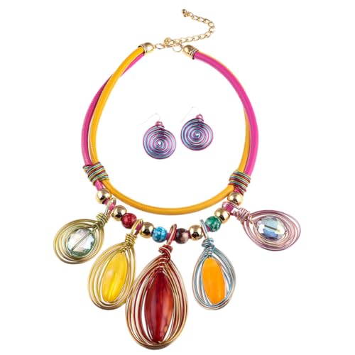 AKOOSY Halskette Mit Anhänger Und Tropfenohrringen Für Damen Schmuckset Mit Ohrringen Und Halskette Afrikanische Und Ohrringe Für Verschiedene Anlässe von AKOOSY