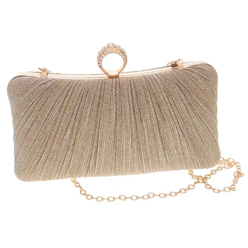 AKOOSY Gefaltete Clutch Abendtasche Damen Handtasche aus Satin und Zinklegierung Glitzernder Schmuck für Hochzeit Abschlussball Party und Festliche Anlässe Vielseitige Kleine von AKOOSY