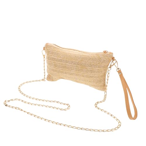 AKOOSY Geflochtene Damen Umhängetasche mit Kettenriemen Leichte Strandtasche mit Großem Fassungsvermögen Modische Sommer Handtasche für Urlaub und Alltag Bequemer Schultergurt Stilvolle von AKOOSY