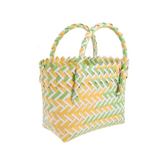 AKOOSY Geflochtene Handtasche aus Robustem Material Modische Strandtasche Damen Praktische Korbtasche mit Mittlerer Kapazität Lässige Umhängetasche für Alltag Urlaub und Freizeit Passend von AKOOSY