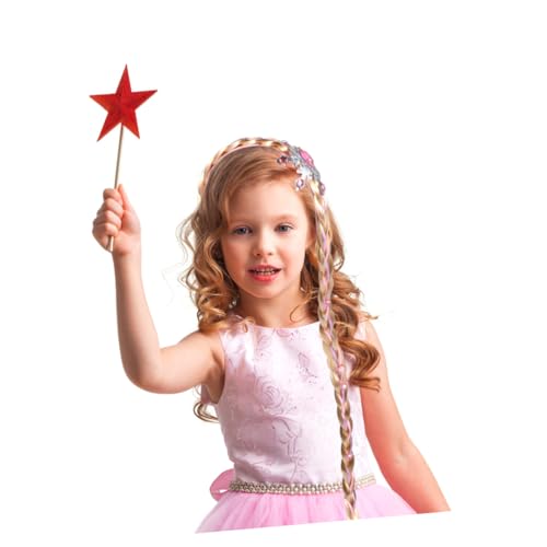 AKOOSY Geflochtene Prinzessin Perücke für Mädchen Langes Cosplay Haarteil mit Schneeflocken Design Pinkes Haarband Bequemes Stirnband für Geburtstagsfeiern und Kostümpartys von AKOOSY