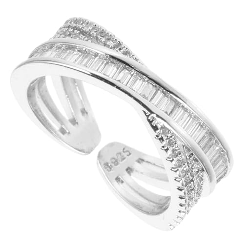 AKOOSY Geometrischer Strassring für Frauen Offener Einstellbarer Fingerring Robustem Glänzendem Design für Freundinnen Stilvollen Ergänzung von AKOOSY