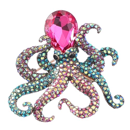 AKOOSY Glitzernde Oktopus Brosche Damen Tier Schmuck Anstecknadel für Kleidung Rucksack Schal Zubehör Langlebig und Sicher Befestigt Modisch und Vielseitig Einsetzbar von AKOOSY