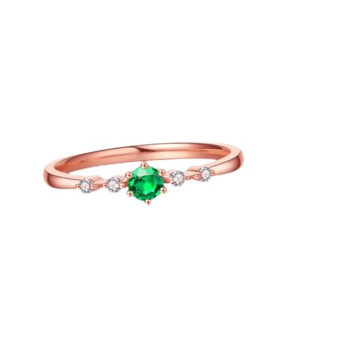AKOOSY Gold Plattierter Damenring mit Farbigen Strasssteinen Langlebiger Kupferring mit Glatter Oberfläche Stilvoller Verlobungs Partyring Schmuck für Frauen von AKOOSY