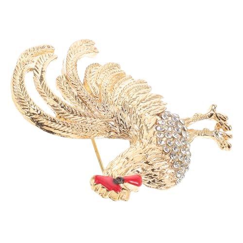 AKOOSY Goldene Hahn Brosche Damen Elegant Strass und Langlebig Modisches Kleidung Schmuck Accessoire für Outfit Veredelung von AKOOSY