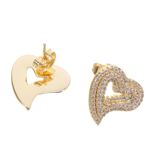 AKOOSY Goldene Herz Ohrringe Vergoldet Leicht Hohl Design Zirkonia Schmuck Damen Party Hochzeit von AKOOSY