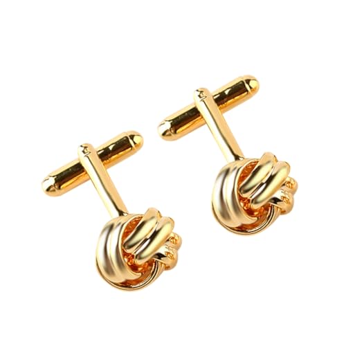 AKOOSY Goldene Manschettenknöpfe Herren Knoten Design Premium Legierung Glänzend Business Hochzeit Hemdmanschettenknöpfe Elegant Klassisch für Anzug Hemd von AKOOSY