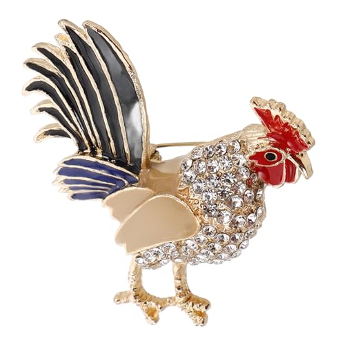 AKOOSY Goldfarbene Hahn Brosche Damen Anstecknadel Feine Verarbeitung Elegantes Design Vielseitige Schmuck Dekoration für Kleidung und Accessoires von AKOOSY