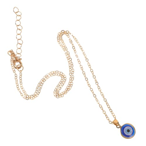AKOOSY Goldfarbene Türkische Evil Eye Schutzkette mit Blauem Amulett Anhänger Verstellbare Halskette für Damen Glücksbringer Schmuck mit Bösem Blick Vielseitig Tragbar als Hals oder von AKOOSY
