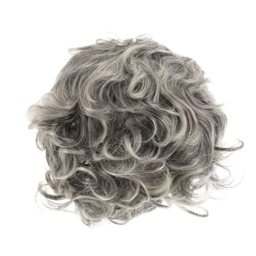 AKOOSY Graue Kurze Lockige Perücke Damen Haarteil Halloween Karneval Cosplay Bühnenaccessoire für Erwachsene Bequeme Wiederverwendbare Kunstseide für und Weihnachtsfeiern von AKOOSY