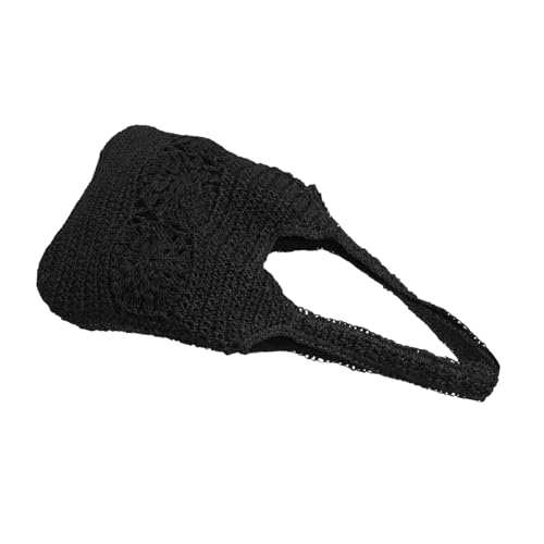 AKOOSY Große Handgewebte Strohtasche Damen Schultertasche mit Hohlem Muster Langlebig und Kratzfest Sommerliche Leichte Tote Bag für Strand Reisen und Alltag Minimalistischer Stil mit von AKOOSY