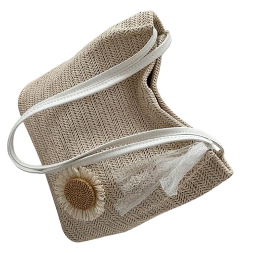 AKOOSY Große Handgewebte Strohtasche Damen Strandtasche Sommer Schultertasche Modisch Leicht Vielseitig für Alltag Einkauf Picknick Strand Geeignet von AKOOSY