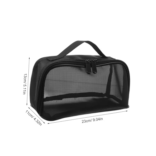 AKOOSY Große Kosmetiktasche mit Reißverschluss Transparentes Netzmaterial Geräumiger Kulturbeutel für Damen Tragbarer Make up Organizer mit Henkel als Reise toilettenbeutel und von AKOOSY
