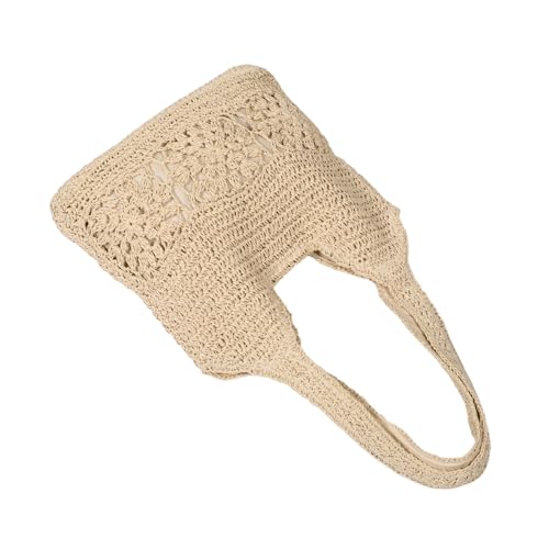 AKOOSY Große Strohtasche Damen Handgewebte Schultertasche mit Hohlgeflecht Langlebiger Kratzfester Strandkorb Tote Tasche für Sommer Urlaub Picknick Alltag von AKOOSY